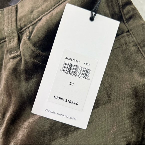 NWT 7 For All Mankind Green Fatigue High Waist Velvet Ankle Skinny Pants Size 26 - Picture 8 of 15